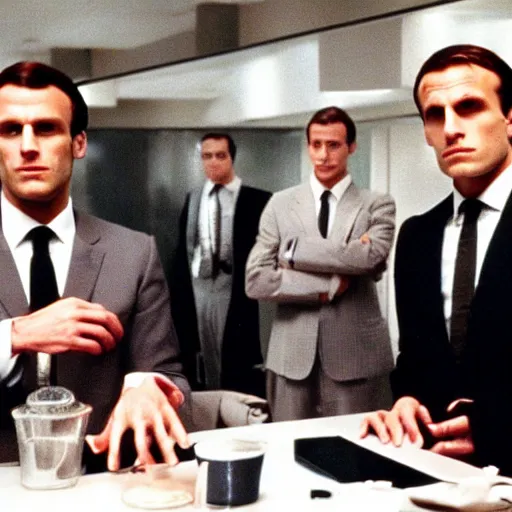 Image similar to the three sons of Emmanuel Macron in American Psycho (1999)