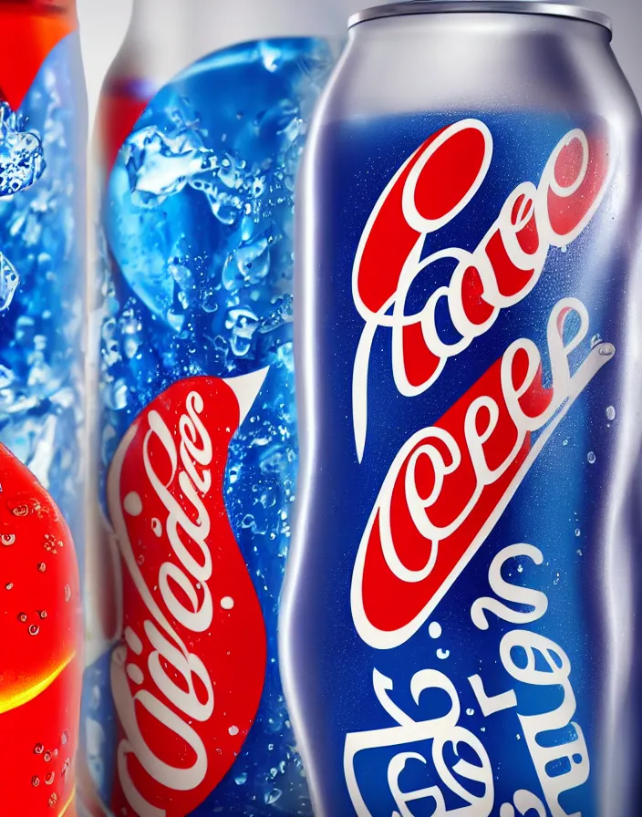 Image similar to Pepsi vs Coke vs Fanta vs Water, hyper realism, high detail, octane render, 8k, depth of field