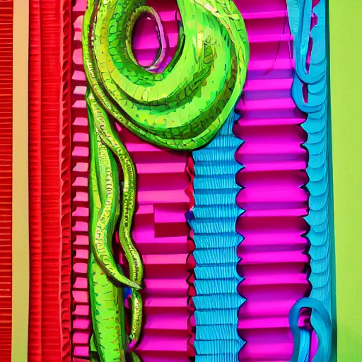 Image similar to cardboard cutout of tentacles, cut out of colored corrugated cardboard, realistic, cardboard cutout, flat, hyperrealistic photography