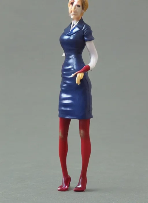 Prompt: 80mm, resin detailed model figure of a female wearing a office dress