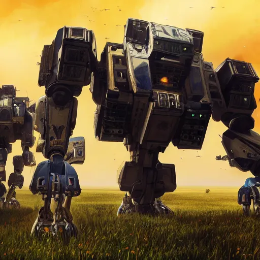 Prompt: a ultra - detailed realistic cinematic shot of an atlas mech fighting it's final battle on the plains of the american midwest, mechwarrior, hyper realism, highly detailed, art, 8 k