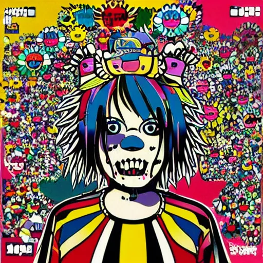 Prompt: punk rock album cover designed by Takashi Murakami