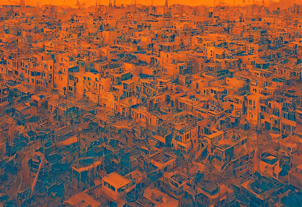 Image similar to accidentally wes anderson award - winning photograph of a lunar cosmic city, iranian street, art by greg rutkowsky, trending on artstation, cinematic lighting, filmic grain, golden hour, detailed, 4 k