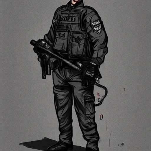 Image similar to A British police officer wearing a custodian, highly detailed, anime art style, trending on art station