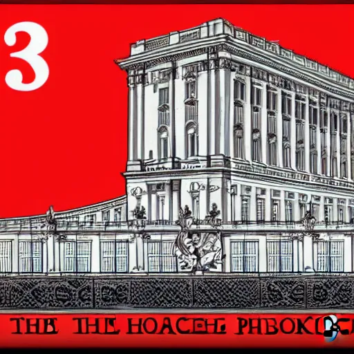 Prompt: Buckingham Palace in the style of a Soviet propaganda poster