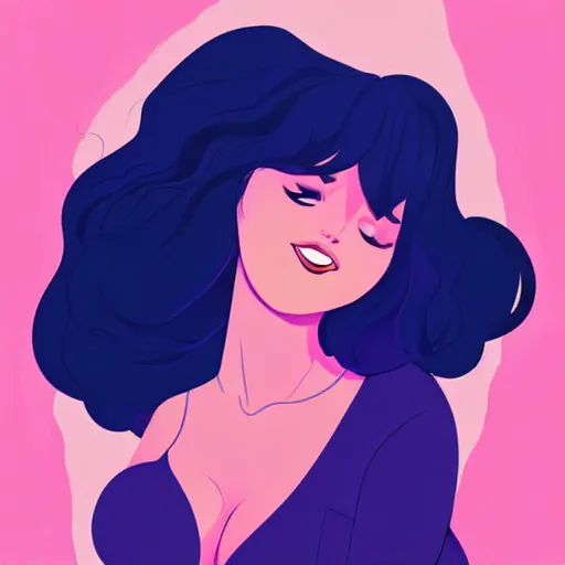 Image similar to beautiful curvy woman resembling selena gomez at a birthday party. detailed face. clean cel shaded vector art. shutterstock. behance hd by lois van baarle, artgerm, helen huang, by makoto shinkai and ilya kuvshinov, rossdraws, illustration,