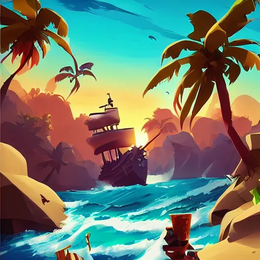 Image similar to painting treasure on sea of thieves game smooth median photoshop filter cutout vector, behance hd by jesper ejsing, by rhads, makoto shinkai and lois van baarle, ilya kuvshinov, rossdraws global illumination