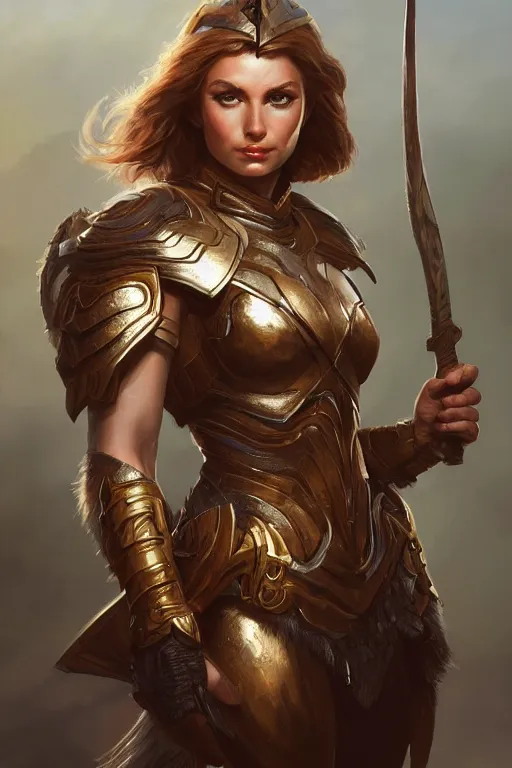 Image similar to amazon valkyrie athena, d & d, fantasy, portrait, highly detailed, headshot, digital painting, trending on artstation, concept art, sharp focus, illustration, art by artgerm and greg rutkowski and magali villeneuve