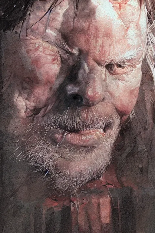 Prompt: Portrait of stephen king as hillbilly, shotgun, village, intricate, highly detailed, smooth, artstation, digital illustration by Ruan Jia and Mandy Jurgens and Artgerm and Wayne Barlowe and Greg Rutkowski and Zdislav Beksinski