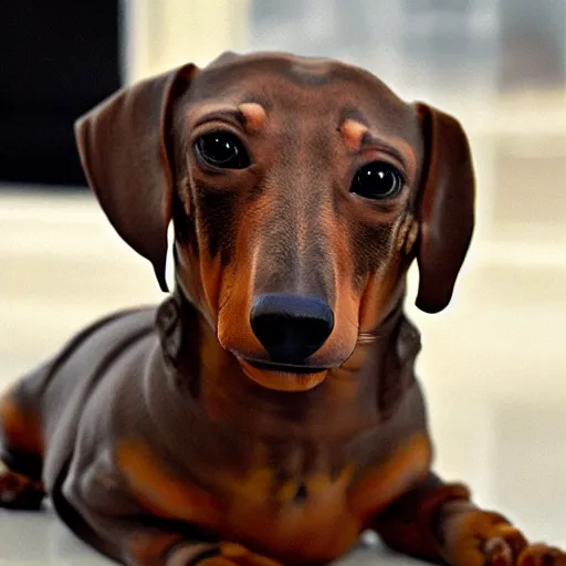 Prompt: Dwayne The Rock Johnson as a dachshund