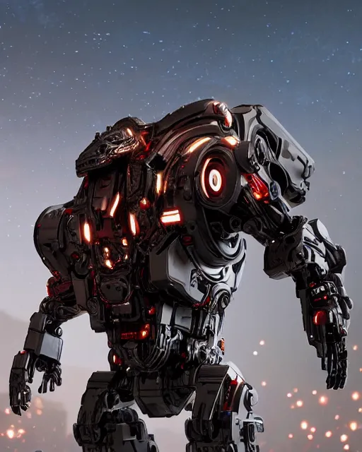 Image similar to a full body shot of an imposing cyborg ( bull ) modeled after a bull looking into the camera, android, cyborg, full body shot, intricate, 3 d, hyper realism, symmetrical, octane render, strong bokeh, fantasy, highly detailed, depth of field, digital art, artstation, red, concept art, cinematic lighting, trending