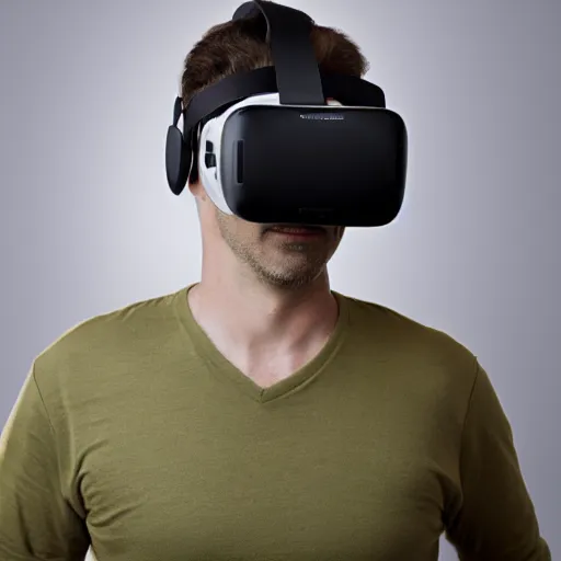 Image similar to symmetry portrait of an adult male wearing a virtual reality headset, highly detailed, sharp focus, centered