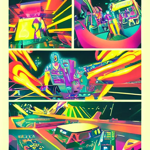 Image similar to futuristic rave by mad dog jones and seth mcmahon