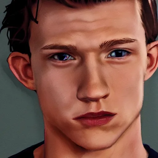 Image similar to tom holland close up face, photorealistic