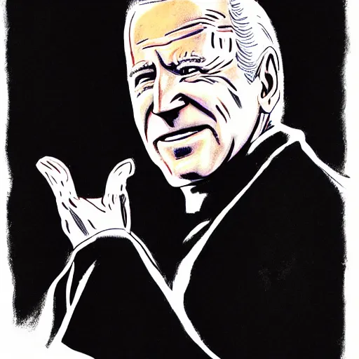 Prompt: drawing of Joe Biden as Lord Palpatine by bill watterson