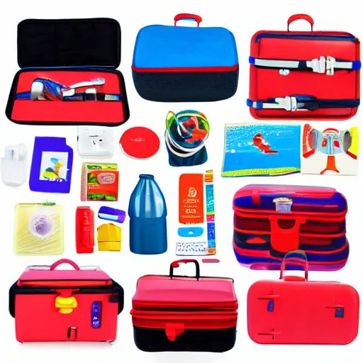 Prompt: travel activity kits for the children isolated on the white background photo quality aliexpress