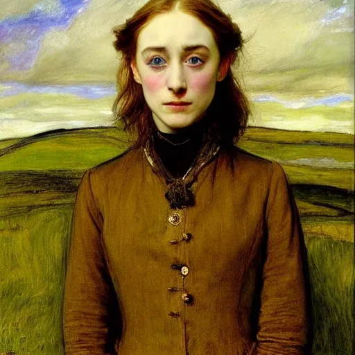 Image similar to Saoirse Ronan painted by John Everett Millais