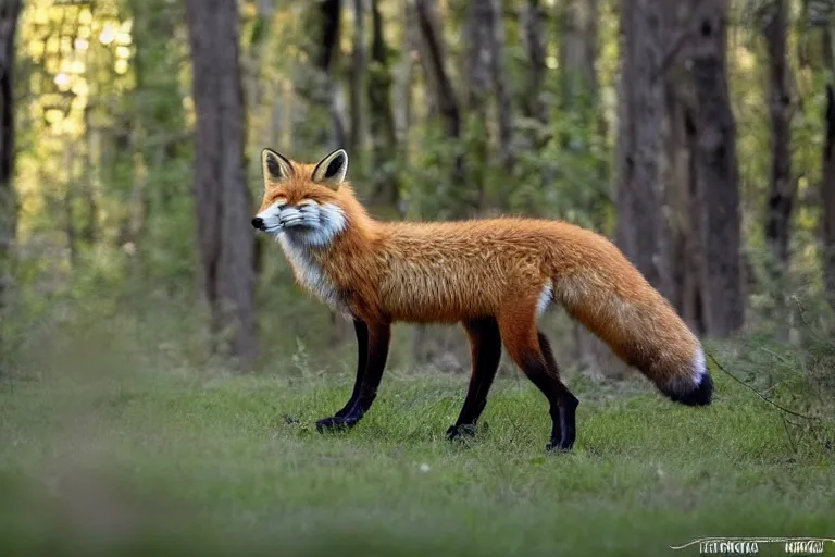 Image similar to an oversized fox, saddled and harnessed, walking through a forest, glowing with silver light, today's featured wildlife photo, 1 6 k