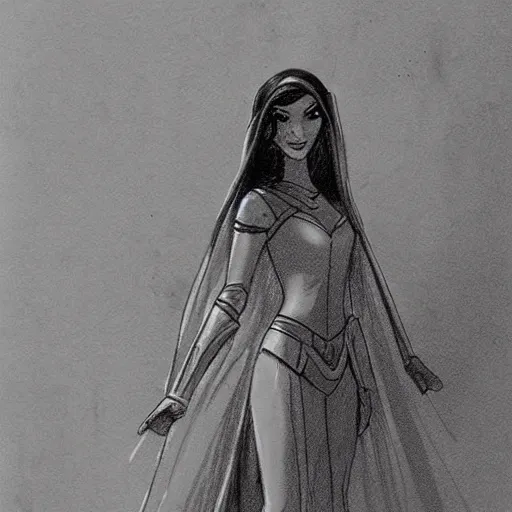 Image similar to milt kahl sketch of victoria justice as princess padme in star wars episode 3