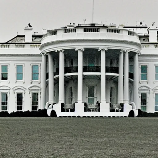 Image similar to a demolished and ruined white house