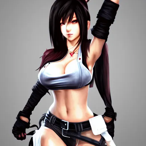 Image similar to detailed character art of tifa lockhart, trending on artstation