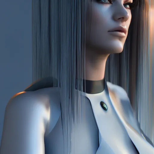 Image similar to ultra realistic 3 d render of beautiful women model, sci - fi, cyberpunk