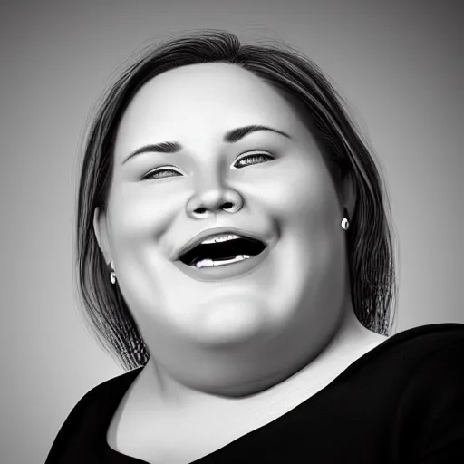 a fat woman smiling that looks like elvis