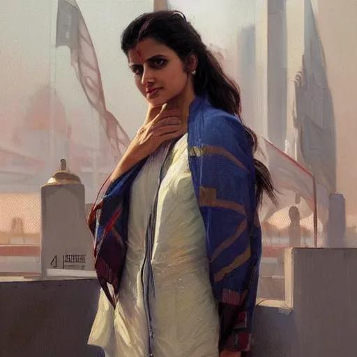 Image similar to Anxious good looking pale young Indian doctors wearing American clothes at the airport, portrait, elegant, intricate, digital painting, artstation, concept art, smooth, sharp focus, illustration, art by artgerm and greg rutkowski and alphonse mucha