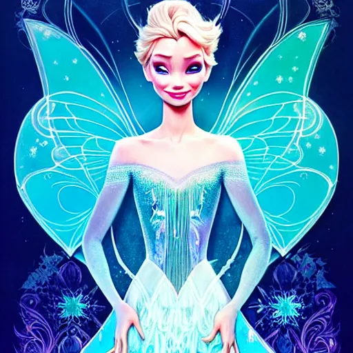 Princesse Elsa, aquarelle, impression d'Art, château gelé, Elsa