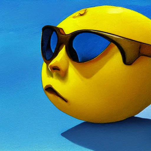Prompt: lemon with sunglasses on, marvel, photorealistic, micro detail, beach background