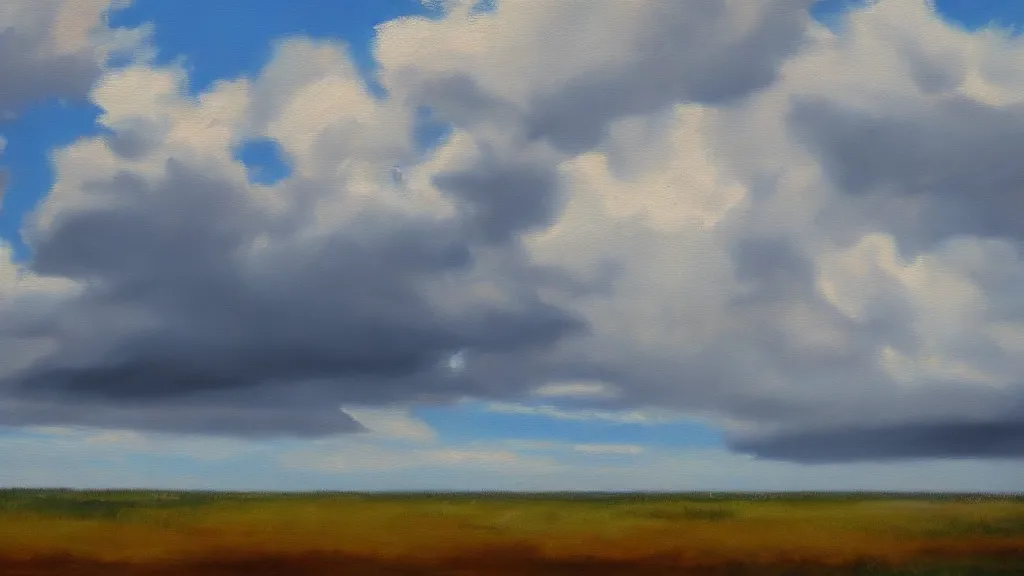 Prompt: oil painting of clouds by ian fisher, 4 k resolution