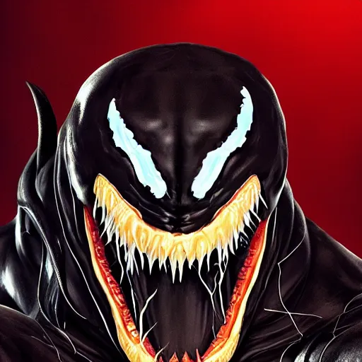 Prompt: Venom portrait by Marcus Whinney Artstation, highly detailed, photorealism, concept art, rpg portrait, cinematic lighting, high contrast, depth of field, futuristic art, golden ratio, rule of thirds, surrealism Unreal engine 5