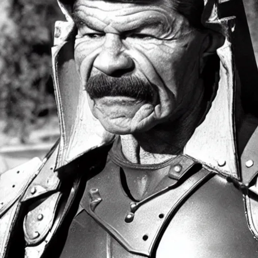 Image similar to Charles Bronson wearing the armor from doom