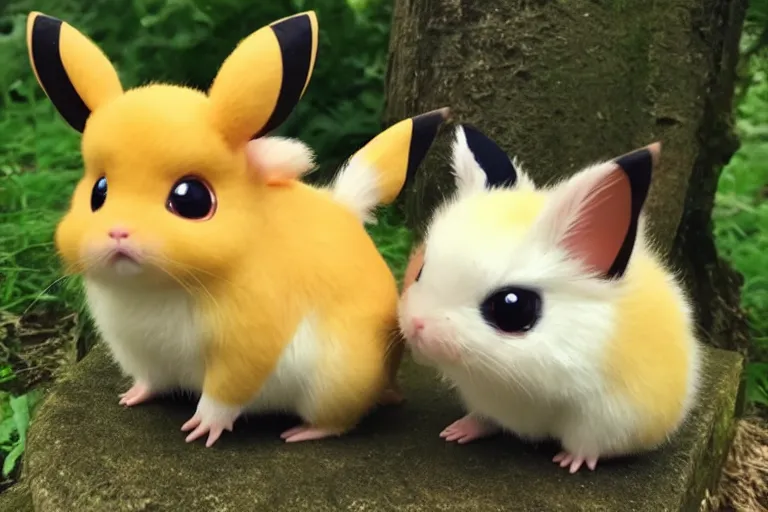 Prompt: real life raichu pokemon, cute!!!, adorable!!!, playful!!!, fluffly!!!, happy!!!, cheeky!!!, mischievous!!!, ultra realistic!!!, autumn, clear weather, golden hour, sharp focus