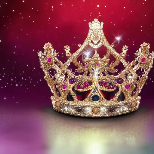 Image similar to a beautiful photorealistic queen's crown design made of platinum glowing in sparkles with heavenly notes neo rococo, diamond and ruby, highly detailed sailor moon aesthetic, fantasy, intricate, elegant, highly detailed, digital painting, artstation, concept art, matte, sharp focus, illustration, in the style of aetherpunk, 8 k