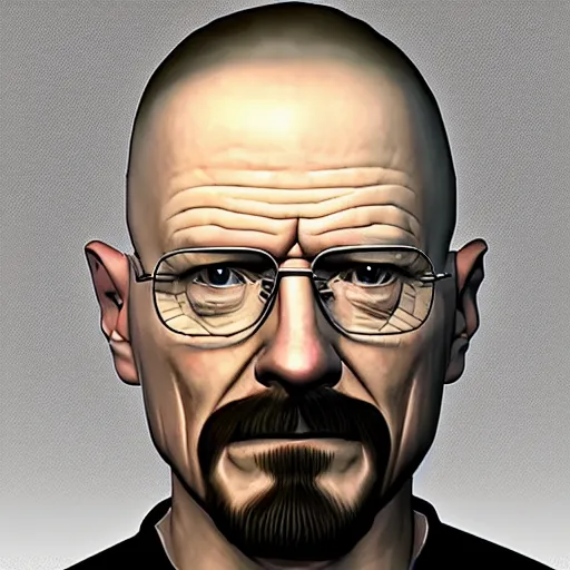 Prompt: walter white in a 3 d playstation 2 game