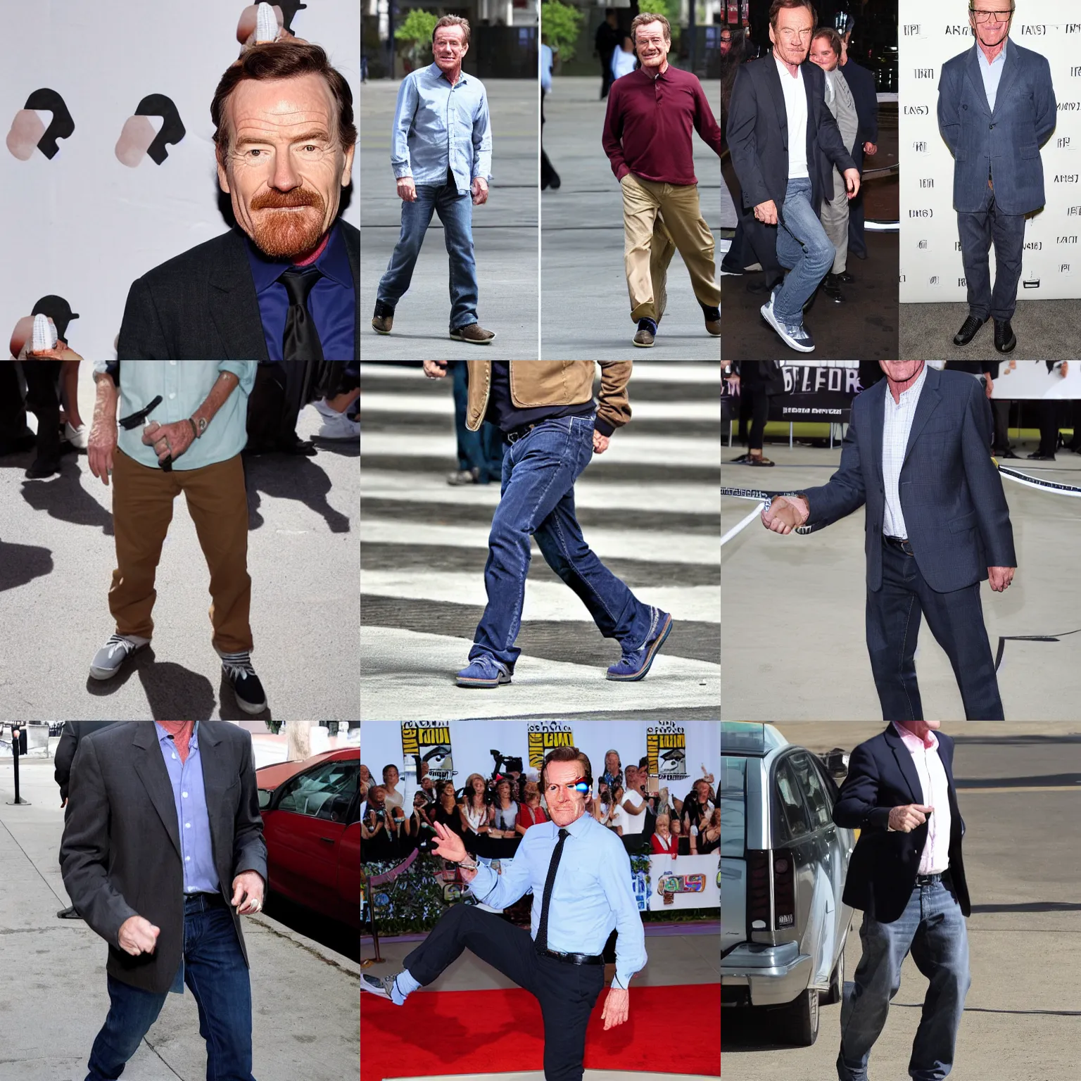 Prompt: bryan cranston wearing heelys