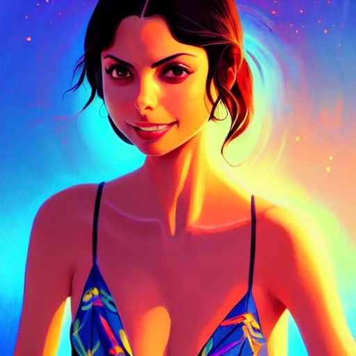 Prompt: Morena Baccarin, sunny day background, intricate, highly detailed, digital painting, artstation, official media, anime key visual, concept art, rich vivid colors, ambient lighting, sharp focus, illustration, art by Artgerm, Makoto Shinkai, Ilya Kuvshinov, Lois Van Baarle, and Rossdraws