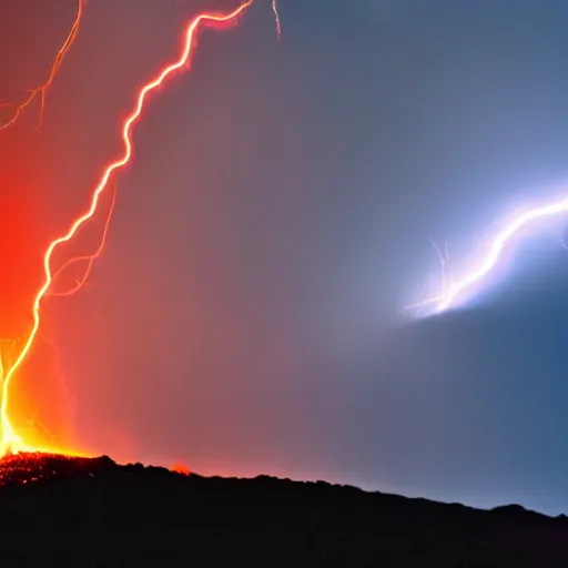 Prompt: lava lightning reflecting off of a high-resolution camera, 8k resolution, Canon EOS C300