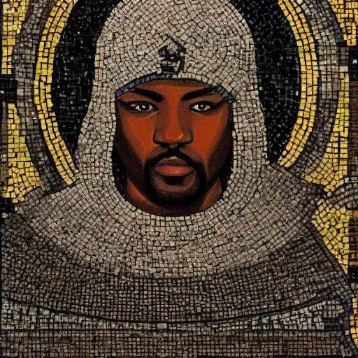 Prompt: realistic portrait of a black crusader knight in a byzantine mosaic, very detailed, very realistic, elegant, top art, renowed artwork
