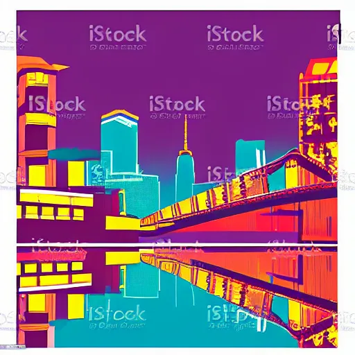 Prompt: vector art tokyo skyline wall art beautiful vibrant