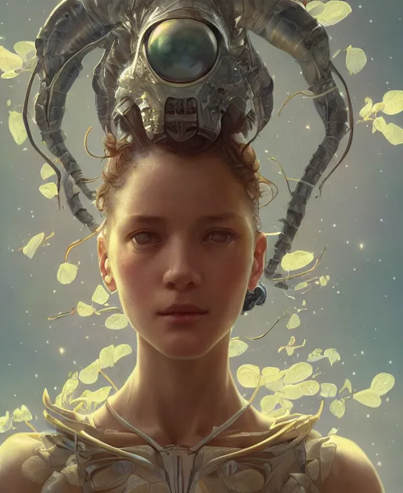 Prompt: simplicity, portrait of a adorable alien insect, childlike, milky way environment, ultra realistic, concept art, intricate details, cheerful, highly detailed, photorealistic, octane render, 8 k, unreal engine. art by artgerm and greg rutkowski and alphonse mucha