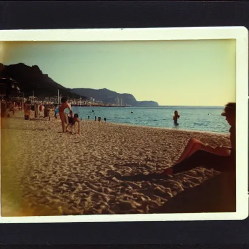 Image similar to an old polaroid photo of the cannes beach