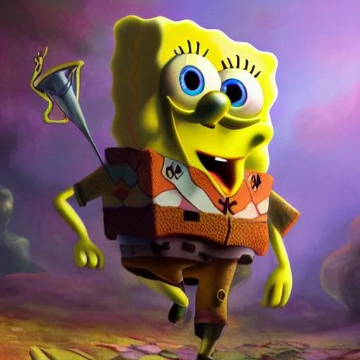 Prompt: spongebob artstation cinematic detailed concept art volumetric light sharp coherent cgsociety symmetric perfect well balanced shadows lotr technogoddess