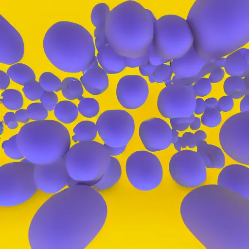 Prompt: 3 d render of a 3 d physarum simulation, yellow over blue background, octane, detailed, new media art