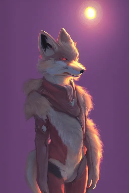 Image similar to a fox fursona, trending on artstation, by kawacy, furry art, digital art, cyberpunk, high quality, backlighting