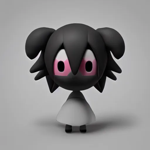 Image similar to cute fumo plush of a cursed floating blob of dark ichor vaguely in the shape of a cute girl, amorphous, inky blackness, black and white, horror, vray