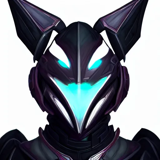 Image similar to bust shot of a cute stunning robot anthropomorphic female dragon, with sleek silver armor, a black OLED visor over the eyes, highly detailed digital art, furry art, anthro art, sci fi, warframe art, destiny art, high quality, 3D realistic, Furaffinity, Deviantart