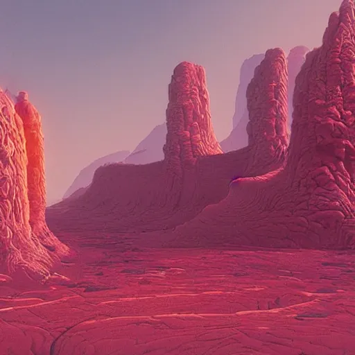 Prompt: A beautiful landscape, by beeple and Moebius