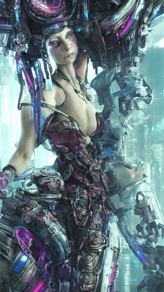 Prompt: expressive painting of a female cyberpunk valkyria, octane render, unreal engine, by weta digital, by weta fx, neon, electric colors, insanely detailed and intricate, hypermaximalist, elegant, ornate, hyper realistic, super detailed